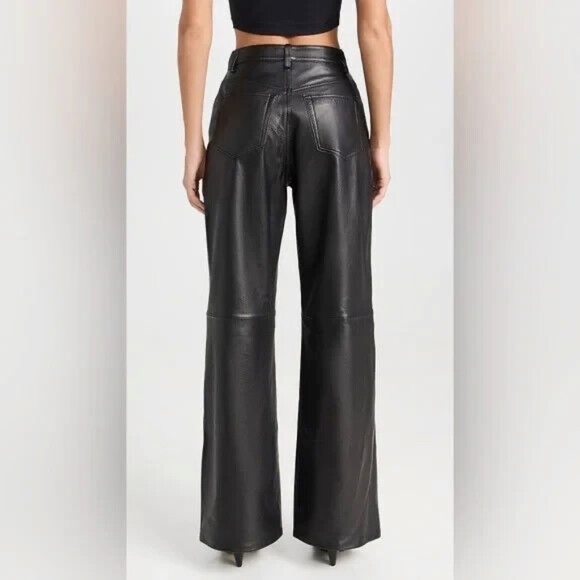 Reformation x Veda Black Kennedy Wide Leg Leather Pants - Picture 2 of 11